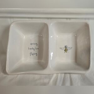 Rae Dunn Double Sided Dish - "Spring Burly Bee"